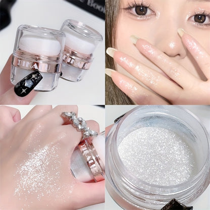 Highlight Powder Set 3pcs - Glitter Fairy Body Shimmer Powder, Radiant Sparkle Highlighter for Face & Body, Buildable Medium Coverage, Bridal Wedding Festival Makeup