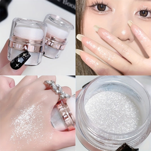 Highlight Powder Set 3pcs - Glitter Fairy Body Shimmer Powder, Radiant Sparkle Highlighter for Face & Body, Buildable Medium Coverage, Bridal Wedding Festival Makeup
