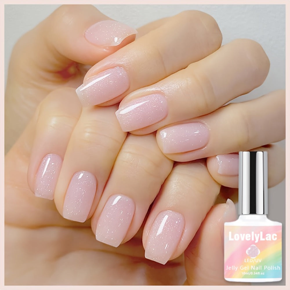 Pink Glitter Jelly Gel Nail Polish – Nail Arch Shaping & Color Gel | Sheer Pink Tone UV/LED Gel | Home & Salon Nail Art | Modern Light Gel for Creative Manicure Designs