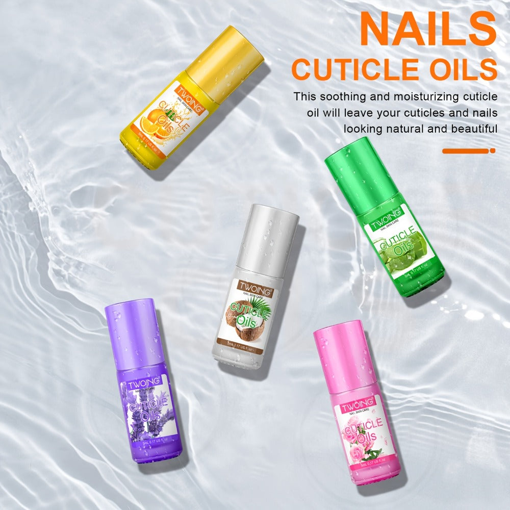 6-Flavor Cuticle Oil Suitable for Nail with Jojoba Oil, Grape Seed Oil & Vitamin E - Paraben-Free Plant-Based Formula for Dry, Damaged Nails, Cuticles, Nail Caps, Edges - Daily Nail Care for, Broken or Thinning Nails