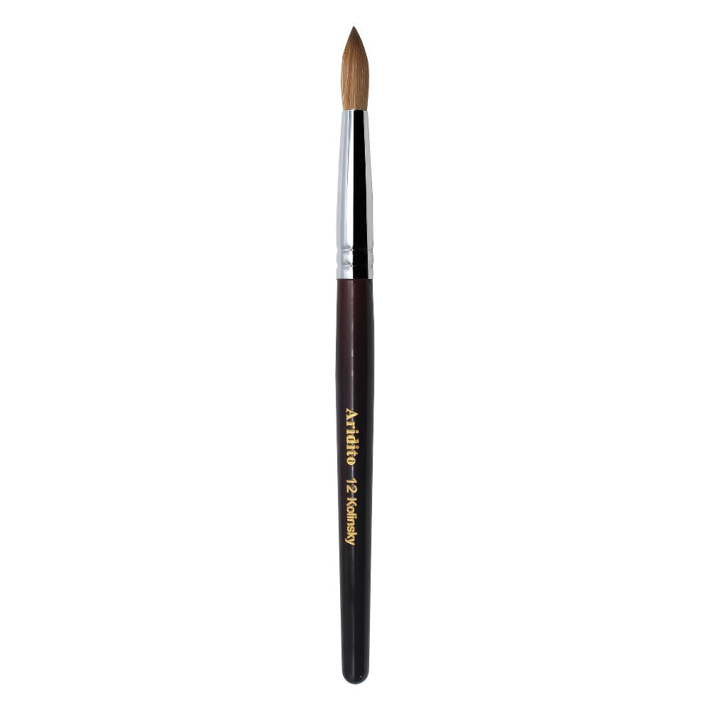 Aridito Round Head Kolinsky Acrylic Nail Art Brush Red Wine Color Wooden Handle for Professional Manicure Home Salon (Size 8 10 12 14)