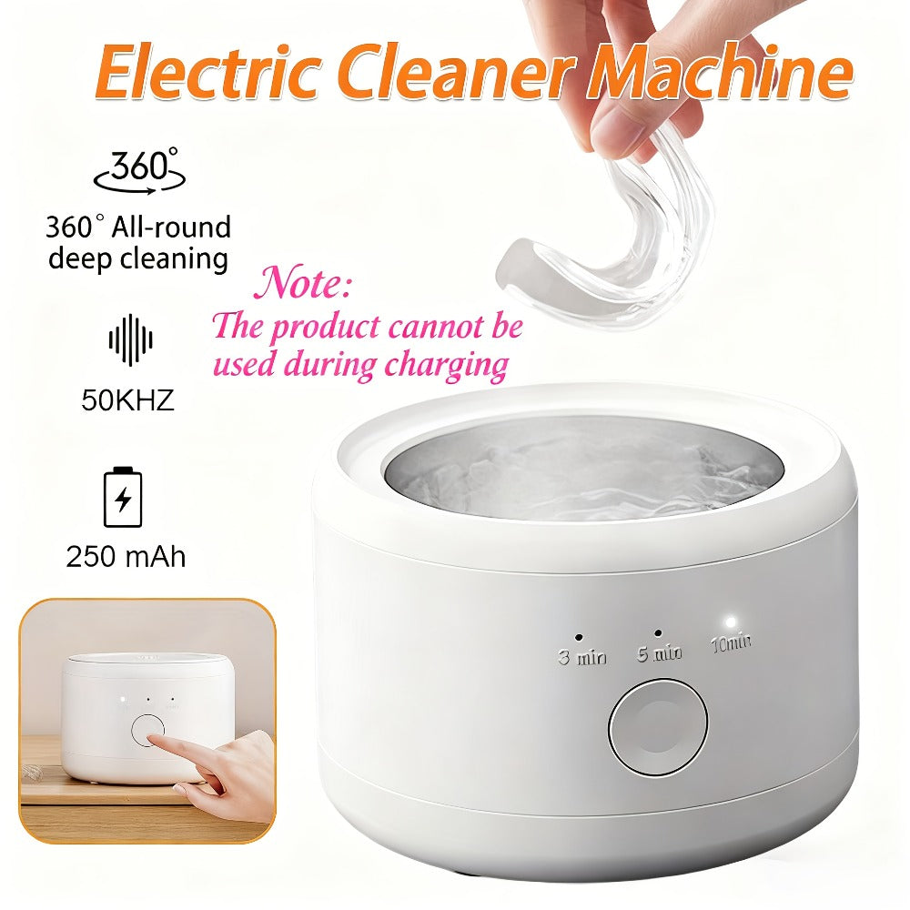 Denture Cleaning Machine One-Touch Operation Automatic Cleaning Device 3 Speeds Timing for Cleaning Jewelry Glasses