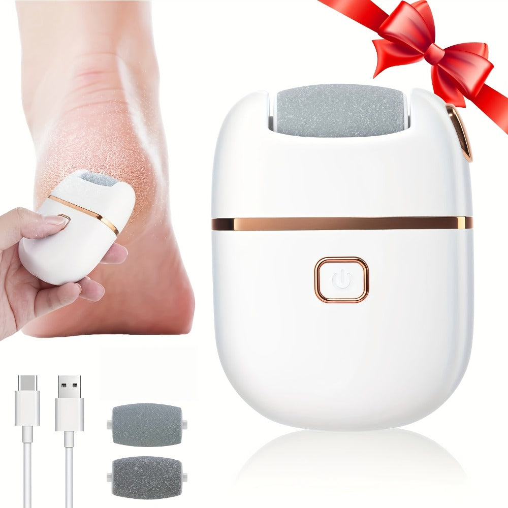 [Three Grinding Heads] Portable Rechargeable Electric Foot Grinder | Two Speeds, Thick Grinding Head for Thick Polishing, USB Charging, Easy to Use for Skin Care of Cracked and Dry Skin, Plastic Material, Battery, Brand: NUAN