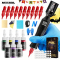 Neebol Tattoo Machine Kit Complete, Rotary Tattoo Pen Kit, Display Screen, 8 Hour Battery Life, 10/20 Cartridge Needles, Portable Design, Cordless Tattoo Gun Wireless Tattoo Supplies Equipment for Beginners And Artists, Body Art Makeup Easter Gifts