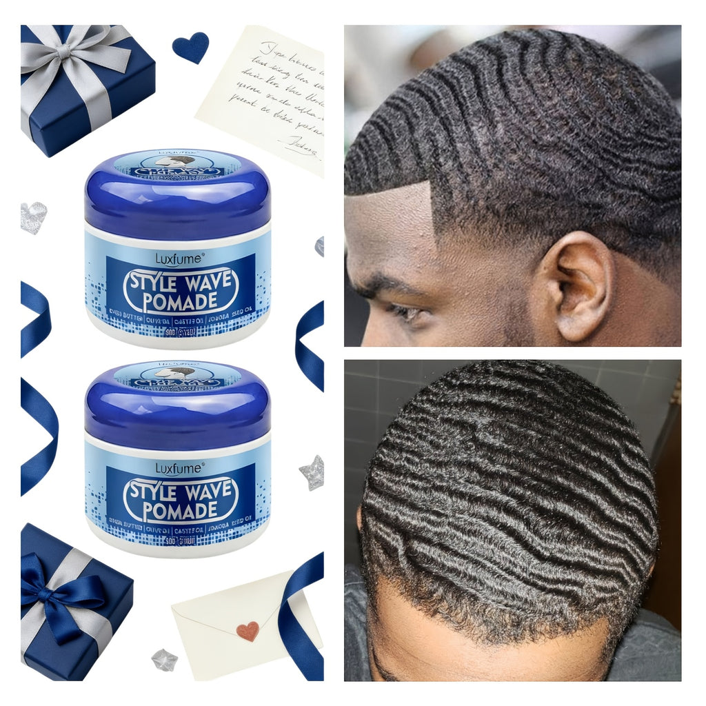 Luxfume Wave Pomade- 3.18oz, Strong Hold And Edge Control, Non-greasy, Easy to Wash Out, Suitable for All Hair Types, Enriched with Natural Botanical Extracts Styling Cream-wave Pommade Pour Hommes