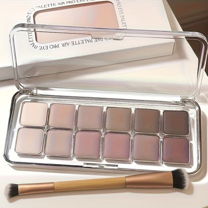 Eyeshadow Palette 12 Colors with Brush – 2-in-1 Eyeshadow & Blush, Shimmer Glitter & Matte Shades, Waterproof Long-Lasting Formula, Travel Size, Beginner-Friendly Eye Makeup Set