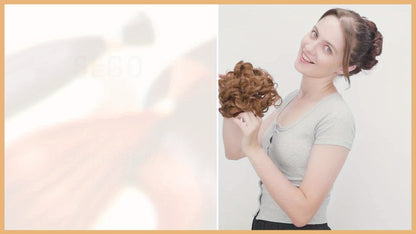 Clip In Hair Bun Extension Messy Bun Chignon Hairpiece Synthetic Curly Updo with Comb Scrunchie for Women Wedding Party Office Daily Wear Rose Bud Style