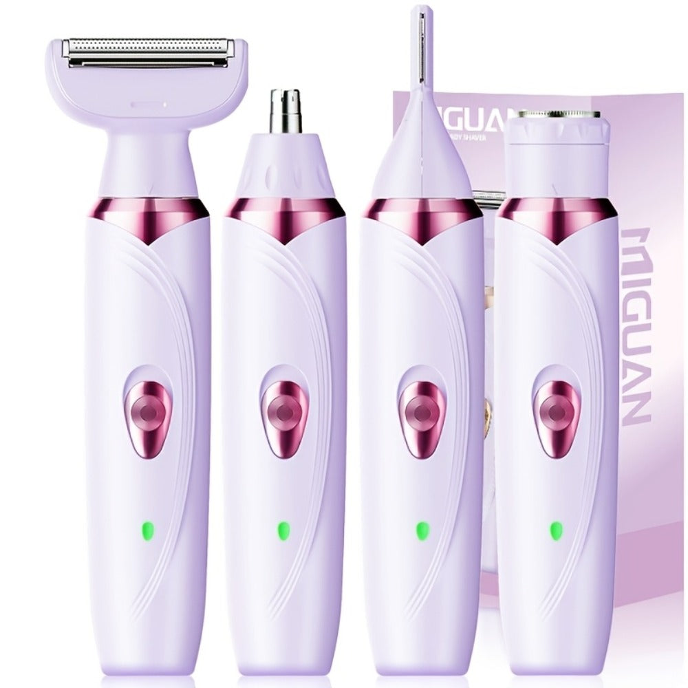 Electric Hair Remover Set for Women USB Rechargeable Multifunctional Facial Hair Removal Tool for Eyebrows Nose Face Legs Portable Painless Lady Trimmer Gift Set Pink Purple