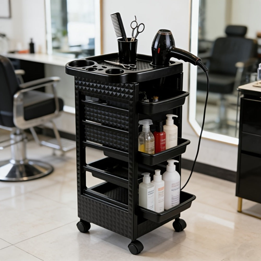 Salon Trolley with 5 Drawers and 4 Wheels, Stylist Trolley, Beauty Storage Rack, Suitable for Hairdressers and Barbers