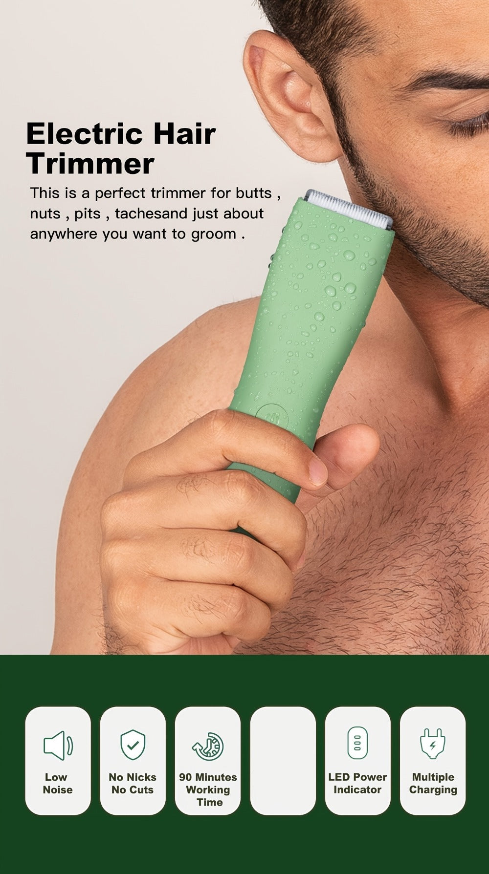 Body Hair Trimmer, Suitable for Men and Women - Electric Body Hair Trimmer with Replaceable Ceramic Blades for Smooth Shaving and Corset Trim