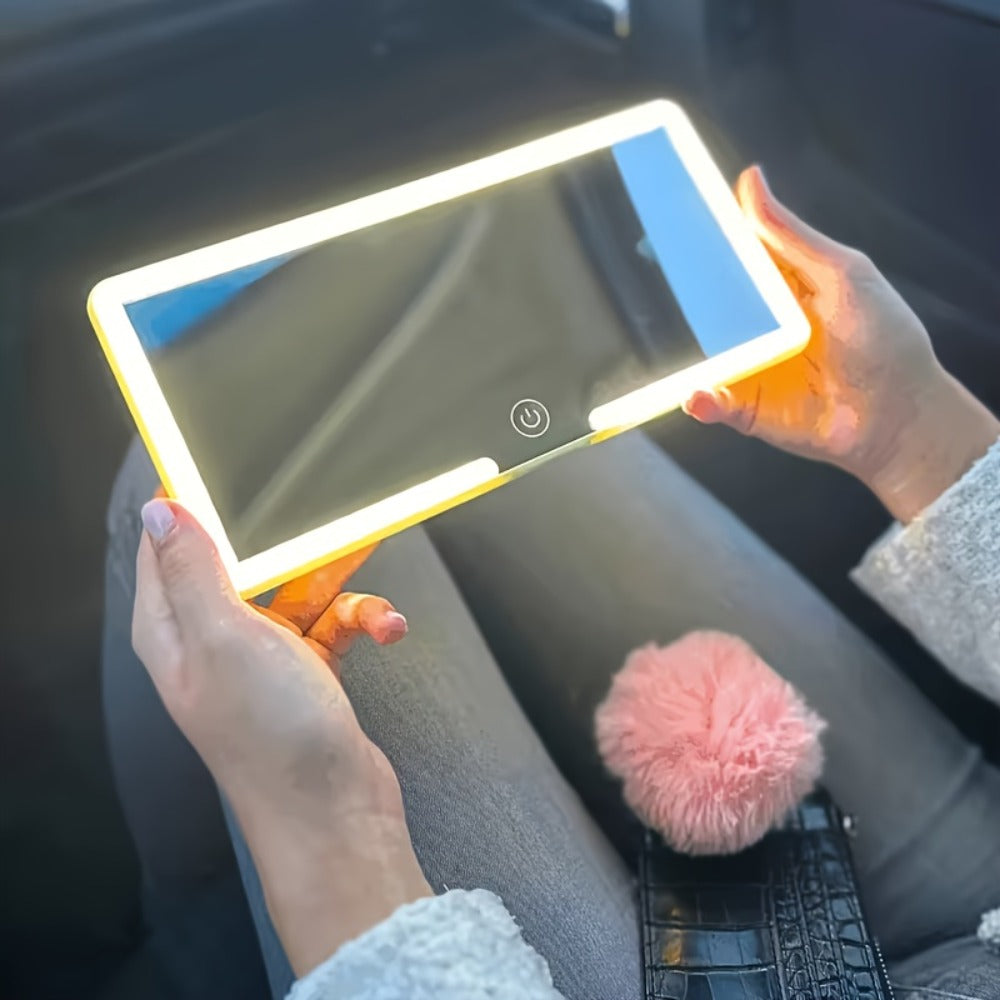 Car Sun Visor Makeup Mirror with LED Lights - USB Powered, 3 Light Modes, Lighted Visor Mirror for Cars Trucks SUVs, Road Trip Vanity Mirror, Gift for Women Female Drivers Christmas Birthday