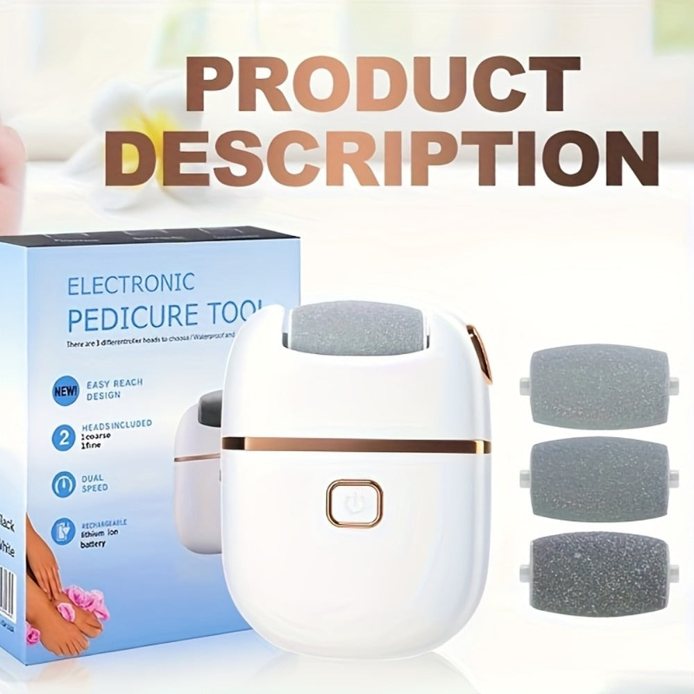 2Set 6Heads And 1Set 3Heads, Rechargeable Electric Foot Grinder for Cracked Heels & Removal - Thick Light Beige Polishing, 3Replacement Grinding Heads, 2Speed Settings, Portable And Easy to Use with USB Charging, IPX5