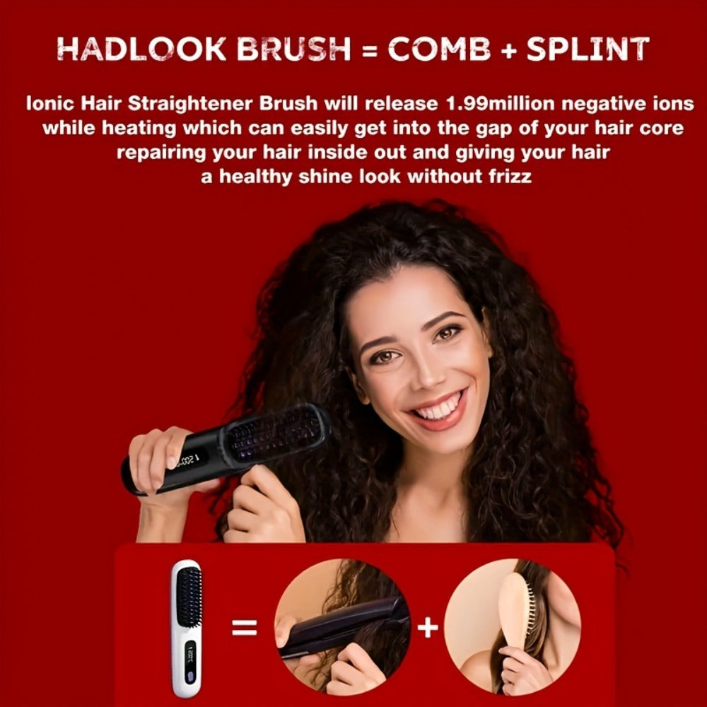 Cordless Hair Straightener 2-in-1 Wireless Ceramic Flat Iron Curler - USB-C Rechargeable 3-Speed Temp Portable Travel Styling Tool Black White