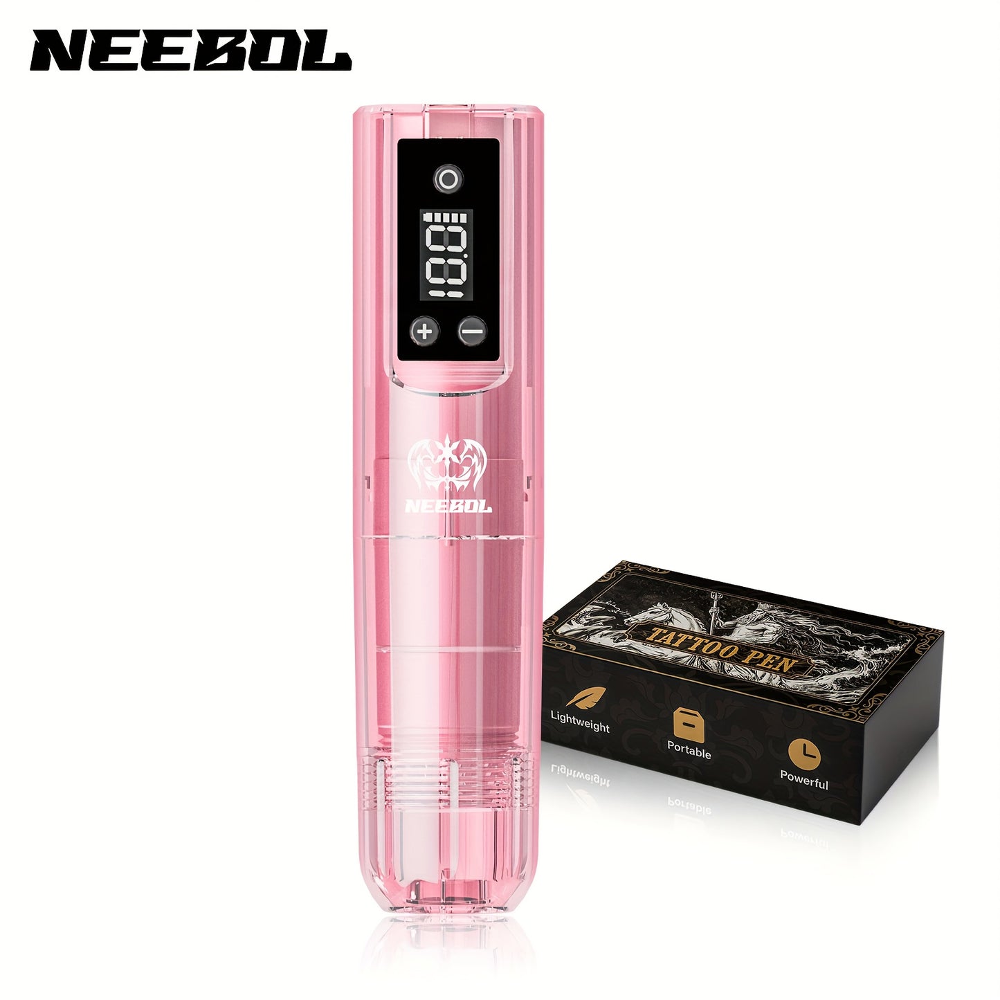 Wireless Rotary Tattoo Machine — Neebol Cordless Tattoo Pen, 6-8 Hour Battery Life, Portable Design, for Professional Artists & Beginners, Black Pink Purple