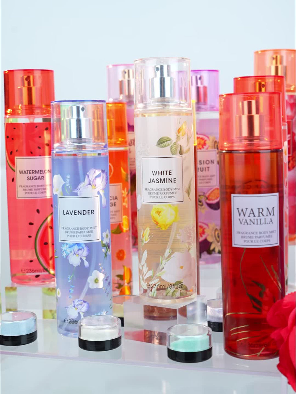 20 Scents Women's Hair and Body Fragrance Mist 4-Pack (8.4oz/pcs) - Floral Fruity Long-Lasting Body Spary for Daily Use | Dates | Gifts
