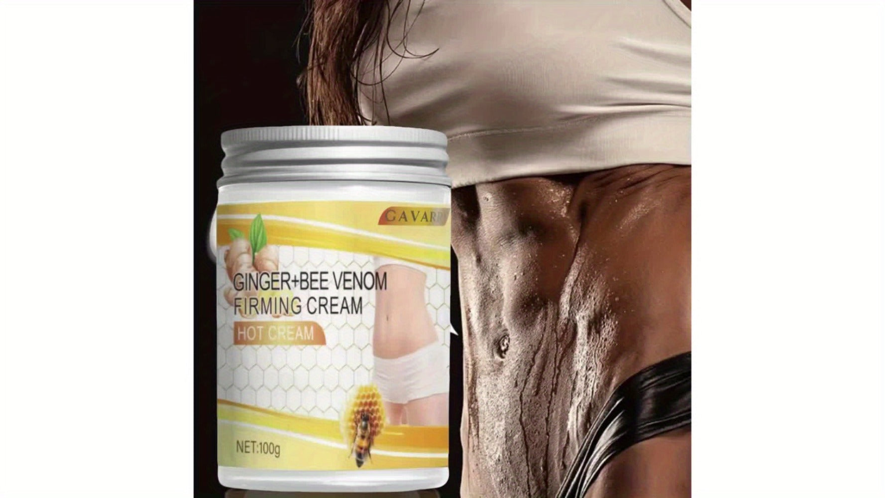 Ginger Bee Venom Firming Cream, 100 Grams/3.52 Ounces - A Hydrating Lotion Enriched with Glycerin, Ginger, Aloe Vera, And Vitamin E, Appropriate for All Skin Types, Ideal for Massaging The Abdomen, Arms, Legs, Back, And Waist