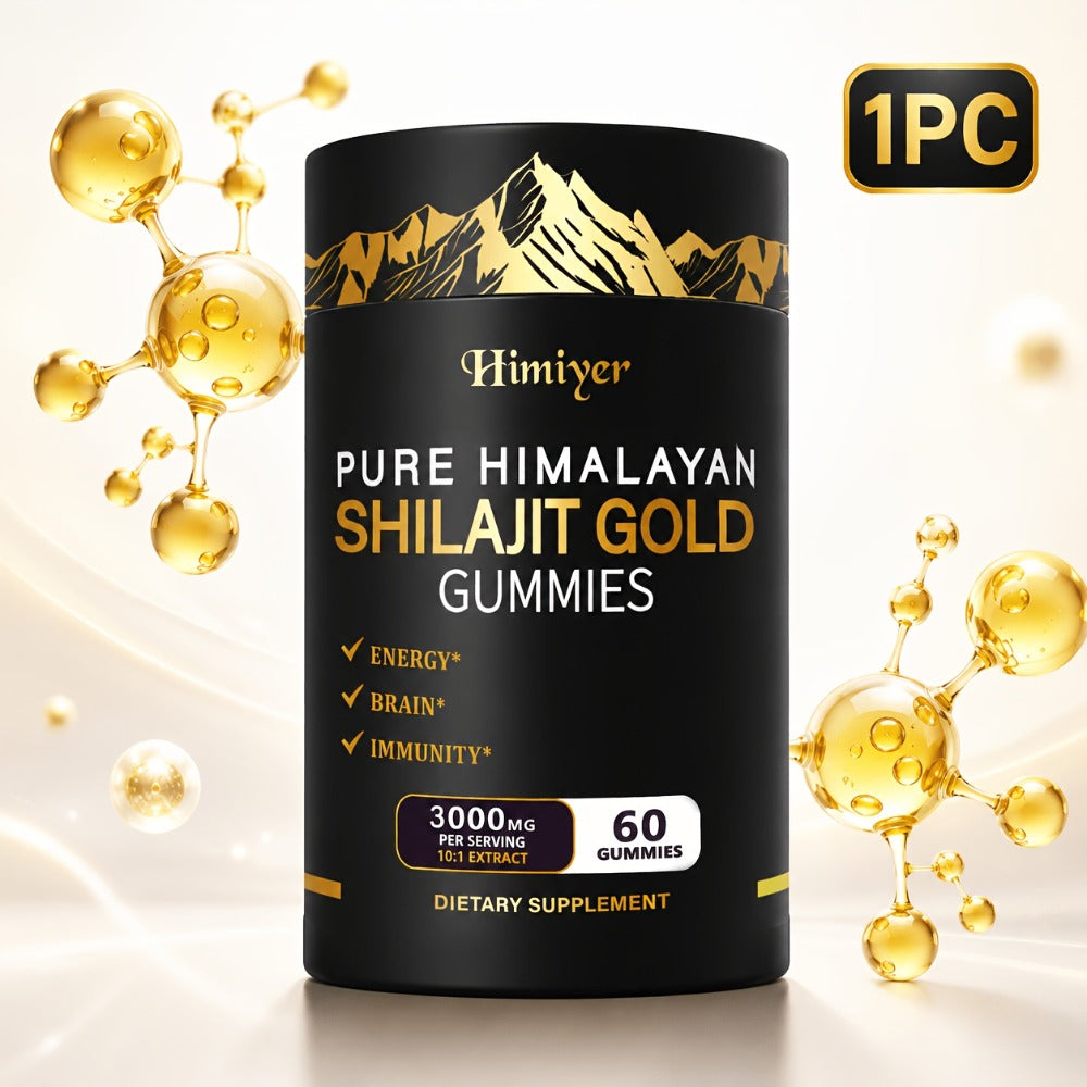 Himiyer 1|3pcs Pure Himalayan Shila Golden Gummies, Panax, Zingiber, Tribulus, Asphaltum Punjabinum (Shila) Resin Extract 10:1-Energy&Brain & Immune Health
