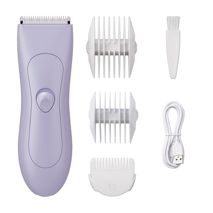 Body Hair Trimmer for Men IPX6 Waterproof Electric Groin Trimmer with Replaceable Ceramic Blade - Full Body Groomer for Chest Underarm Back Hair Shaver Grooming Kit Black Purple