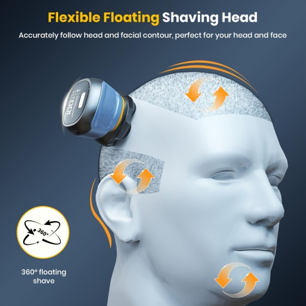 Magnetic 6D Rotary Shaver | Rechargeable Clipper for Bald Heads, Facial Beard Trimmer, IPX7 Waterproof, Quiet Motor, Magnetic Blade Hair Clipper Set | Ideal Gift for Boyfriend, Father's Day Gift