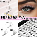 CoMango 120Fans Premade Wispy Fan Lashes - 5D/7D/9D Volume, Individual Sandwich Faux Mink Spike Stem, Fluffy Pointy Base, Natural Look, Options for Beginners, Beginner Eyelash Extensions, Fluffy Lash Extensions, Curlable Lashes Durable Adhesive