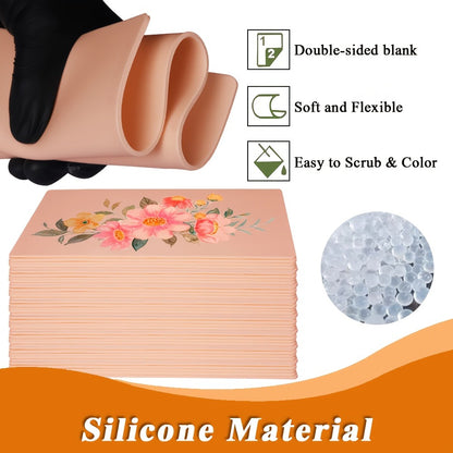 Tattoo Practice Skin 3mm Thick Fake Skin Double-Sided Blank - Silicone Tattoo Training Skin for Beginners & Artists Line Work Shading Eyebrow Eyeliner Practice