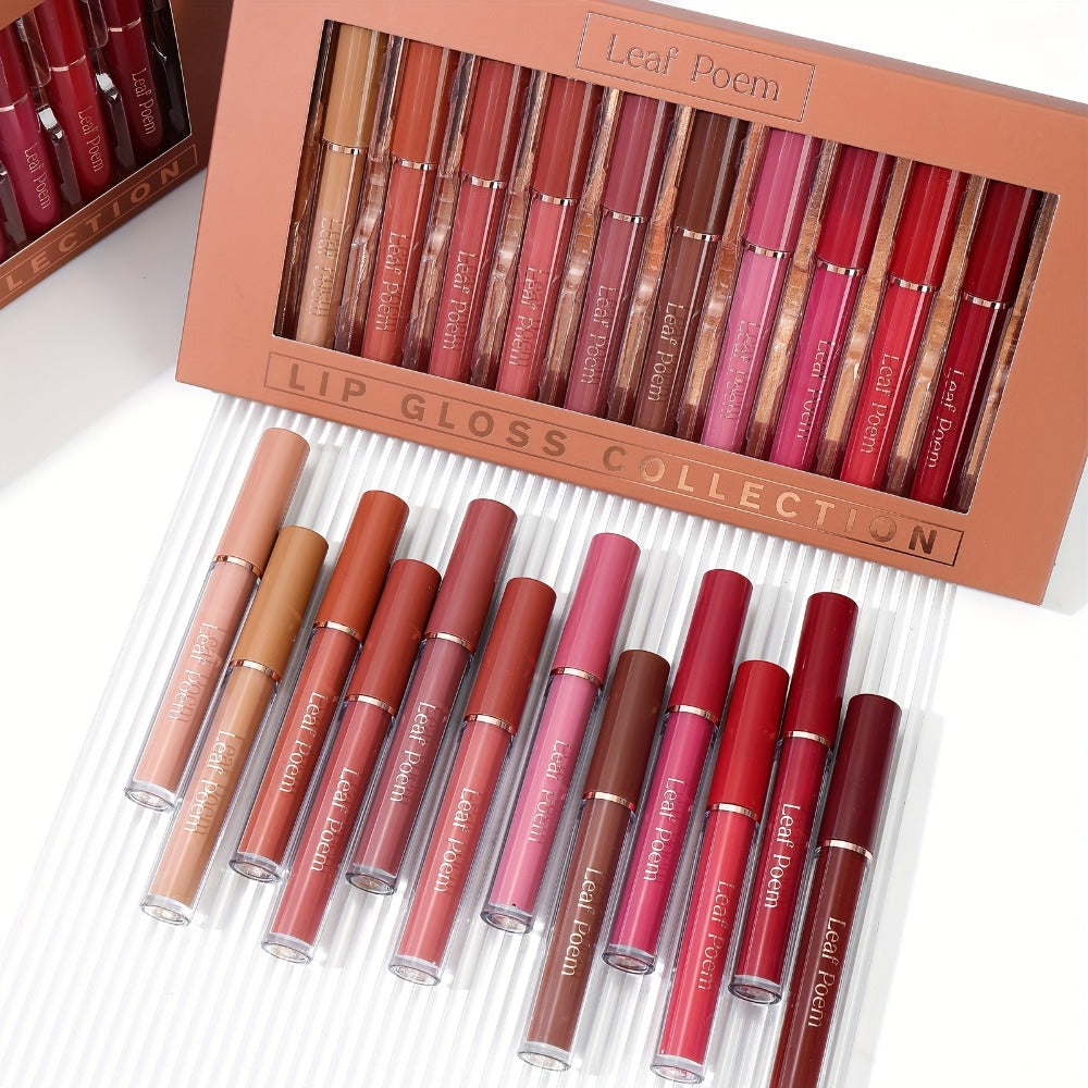 Lip Gloss Set 12pcs Long-Lasting Moisturizing Waterproof - High Color Payoff Non-Stick Non-Fading Formula for All Skin Tones - Hydrating Glossy Lip Makeup for All-Day Wear - Perfect Holiday Gift Set