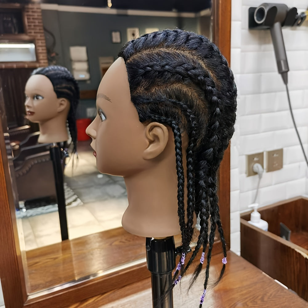 18" Mannequin Head With Hair, Hairdresser Cosmetology Mannequin Manikin Training Practice Doll Head For Hair Styling Clamp Holder Hair Comb Hair Clip