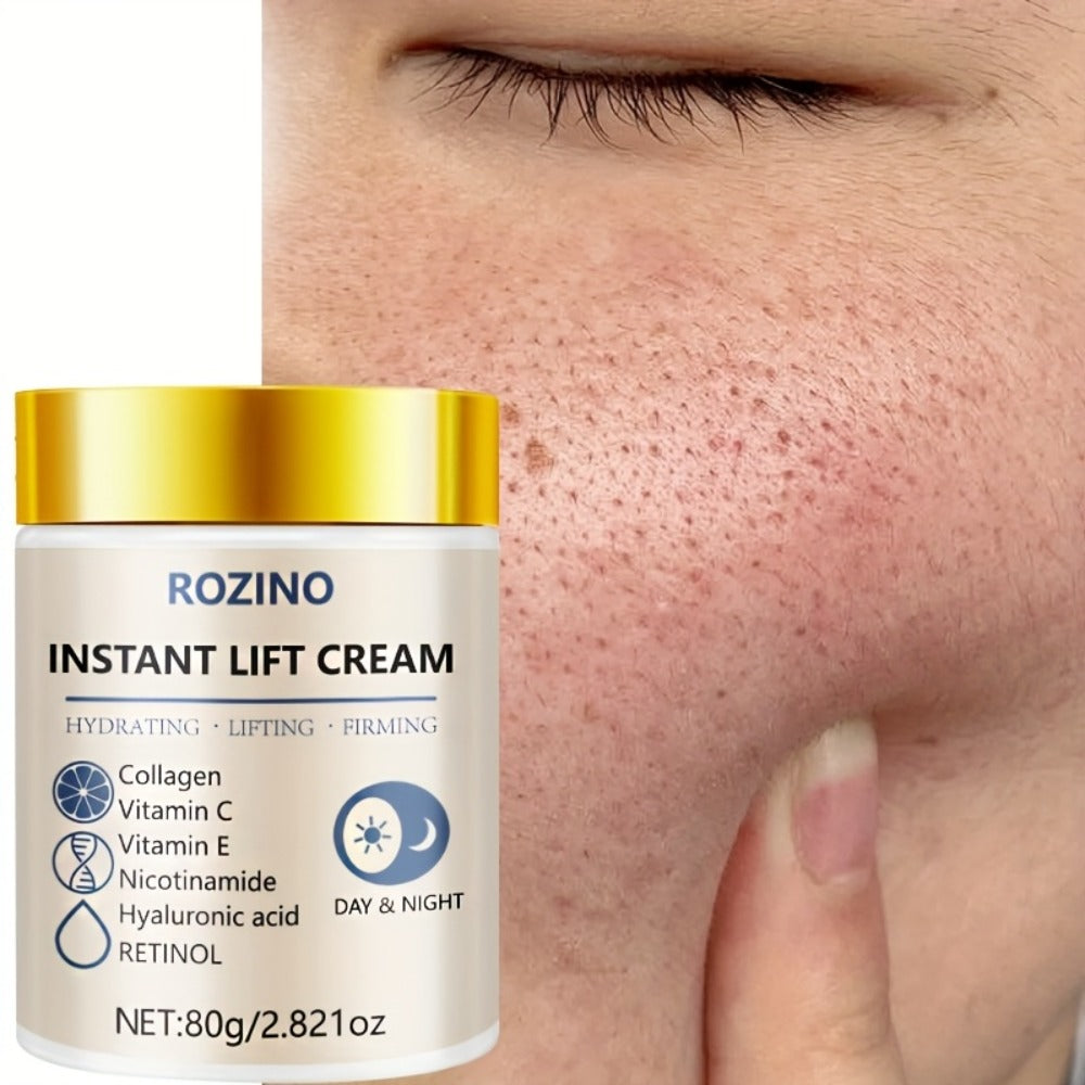 ROZINO Instant Collagen & Niacinamide Cream - 5-Second Lift And Tightening, Collagen-Infused Face And Neck Cream for Dark Circles, Puffiness, Sensitive Beige, Sensitive Eyes, All Beige Types, Instant Firming Moisturizer