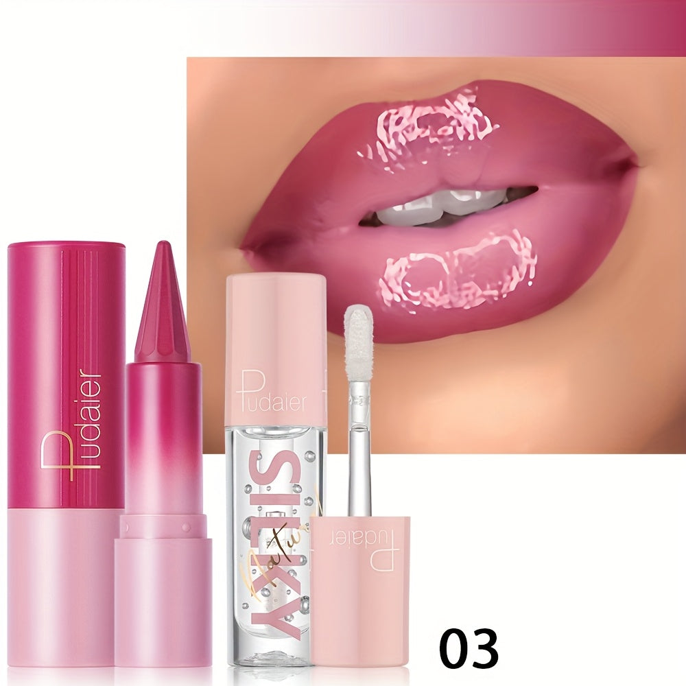 Silky Smooth Lipstick & Nourishing Lip Oil Set - Create Versatile Stunning Looks with Long-Lasting Hydration - Ideal for Effortless Glam! Christmas gifts, Christmas presents for Mom/Partner