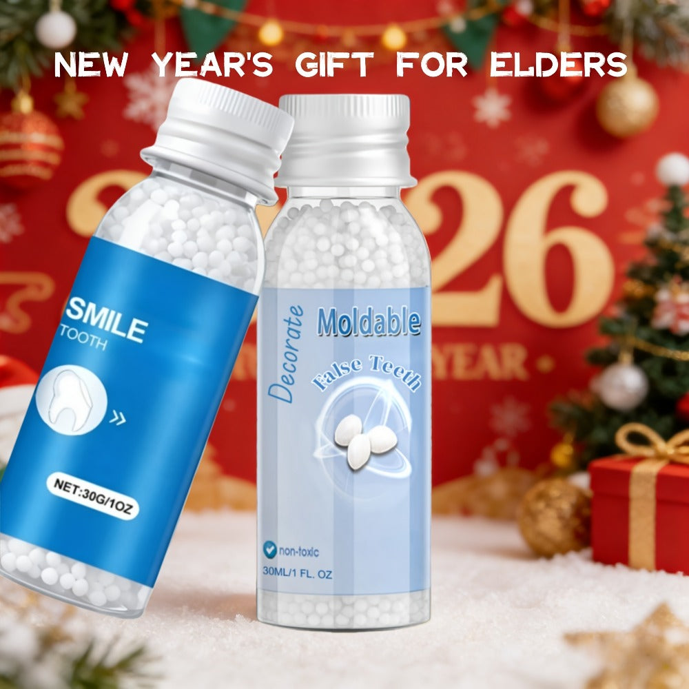 Moldable Cosmetic Fake Teeth - Decorating Teeth Defects, Smile Enhancement Decor, Adjustable And Easy to Use, Secure Fit, You Can Eat with It, Natural-Looking Unisex for Adults And Seniors, for Christmas/New Year Gifts (Not for People with No Teeth)