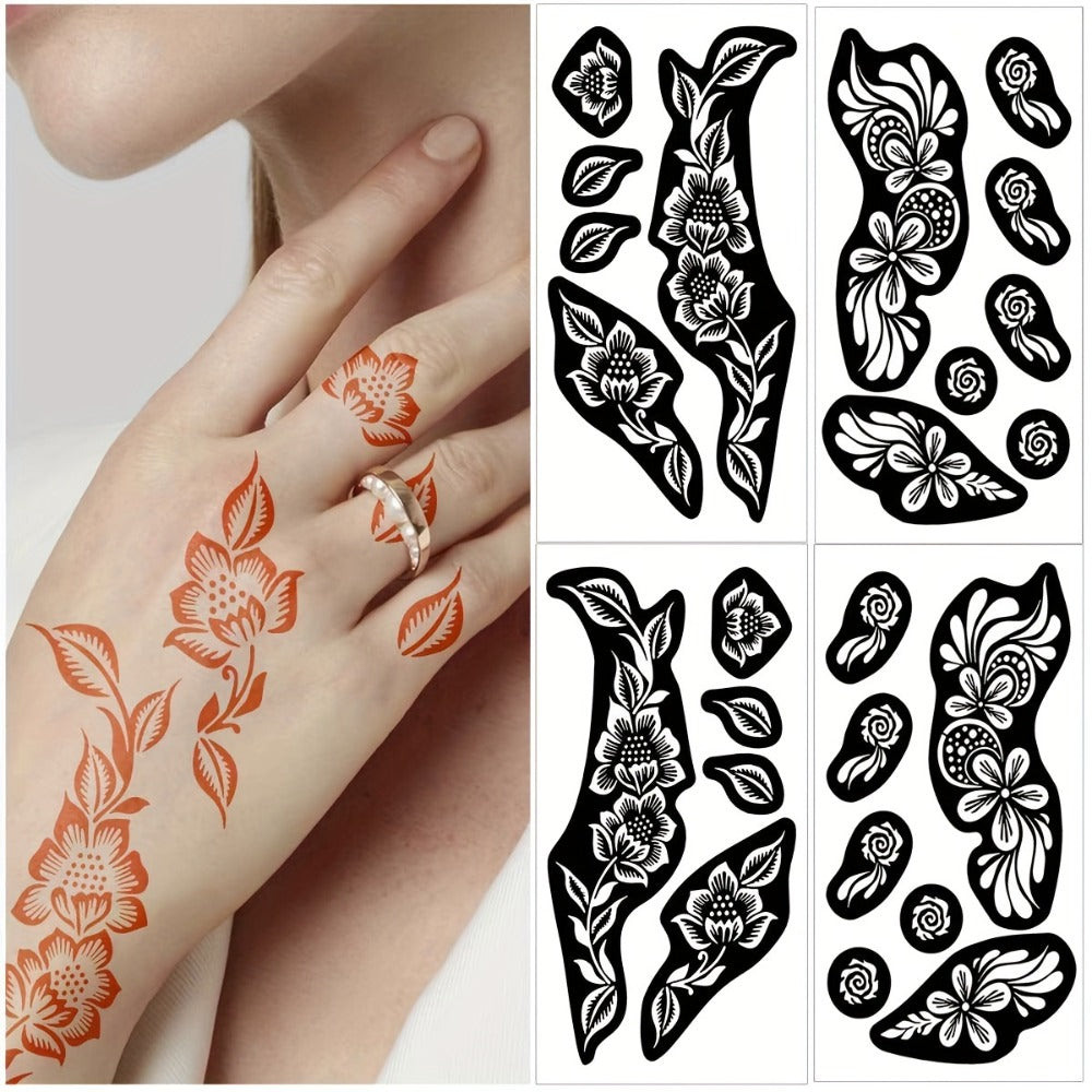 for. INK Premium Body Art Stencils: 2-Pack with Coffee Dye Ink And Flash Spray - Hollow Templates for DIY Freehand Ink Tattoos Designs