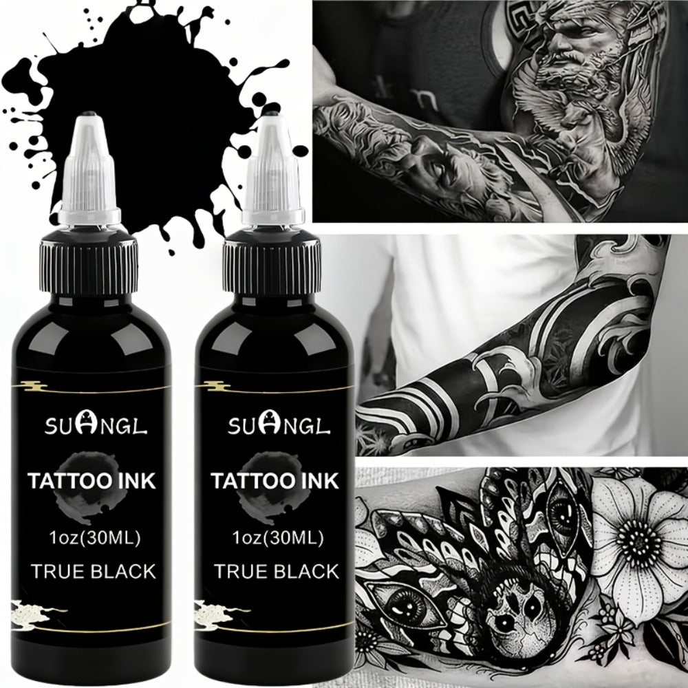 1.01oz Professional Tattoo Ink Suitable for Tattoos - High Brightness Fine Particle Black & Ink for Permanent Body, Needle-Compatible for Tattoo Machines, Skin Injection Ink for Tattoo Studios & Hobbyists