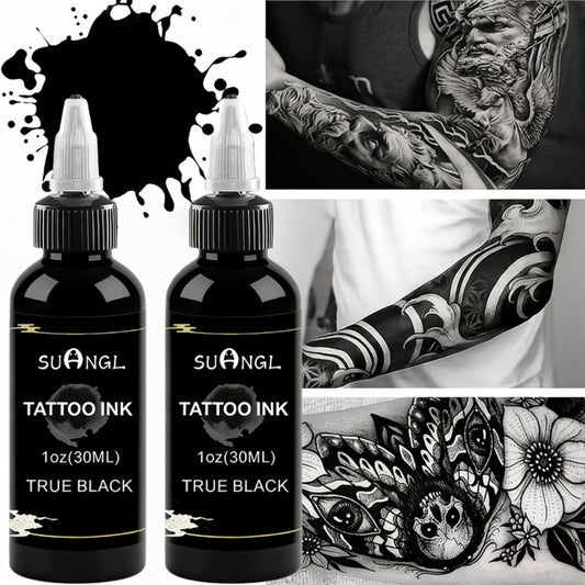 Professional Tattoo Ink Black & White 1.01oz — High Brightness Fine Particle Formula, Needle-Compatible Permanent Body Ink for Tattoo Machines, Studios & Hobbyists