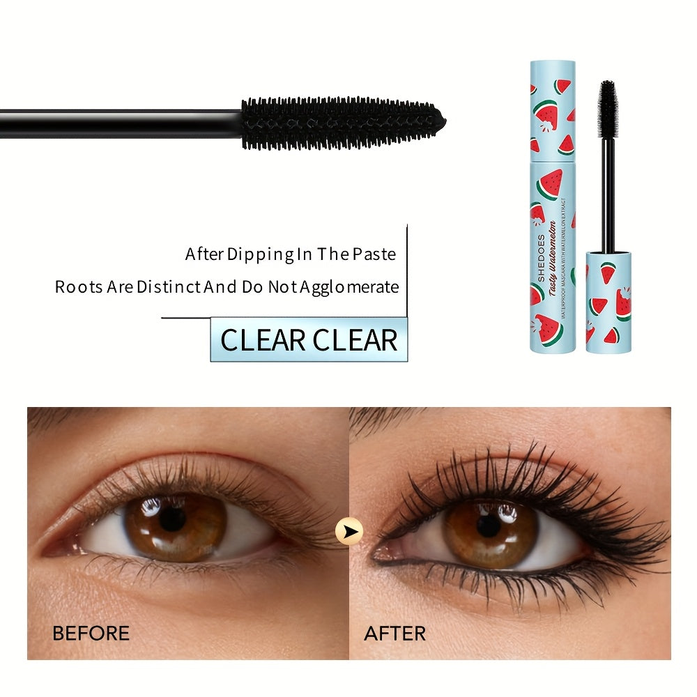 Buy One Get One Free 2pcs Watermelon Mascara Waterproof Lengthened Thickened Curled Natural Extension Long-lasting Hold Suitable for Beginners