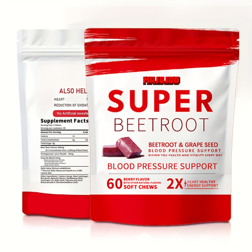 Beetroot Chewable Gummies, Beetroot Powder Containing Beetroot Formula, Beetroot Supplements Rich In Vitamins, Minerals, And Antioxidants, Pomegranate Berry Flavor, 60g Gummies
