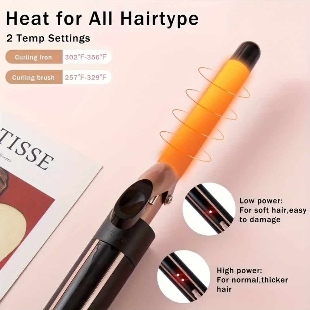 5 In 1 Curling Iron Set With Curling Heat Brush And 4 Interchangeable Ceramic Curling Iron, Wavy Curling Iron, Long Lasting Curling Iron, Gloves And 2 Clips, Quick Curling Iron, Perfect For Girls With All Hair Types, Valentine'S Day Gift