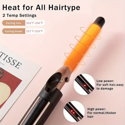 Curling Iron Set 5 in 1 with Interchangeable Ceramic Barrels Professional Hair Curler Wand Styling Kit Heat Brush Long Lasting Waves Curls for Women All Hair Types Includes Gloves & Clips