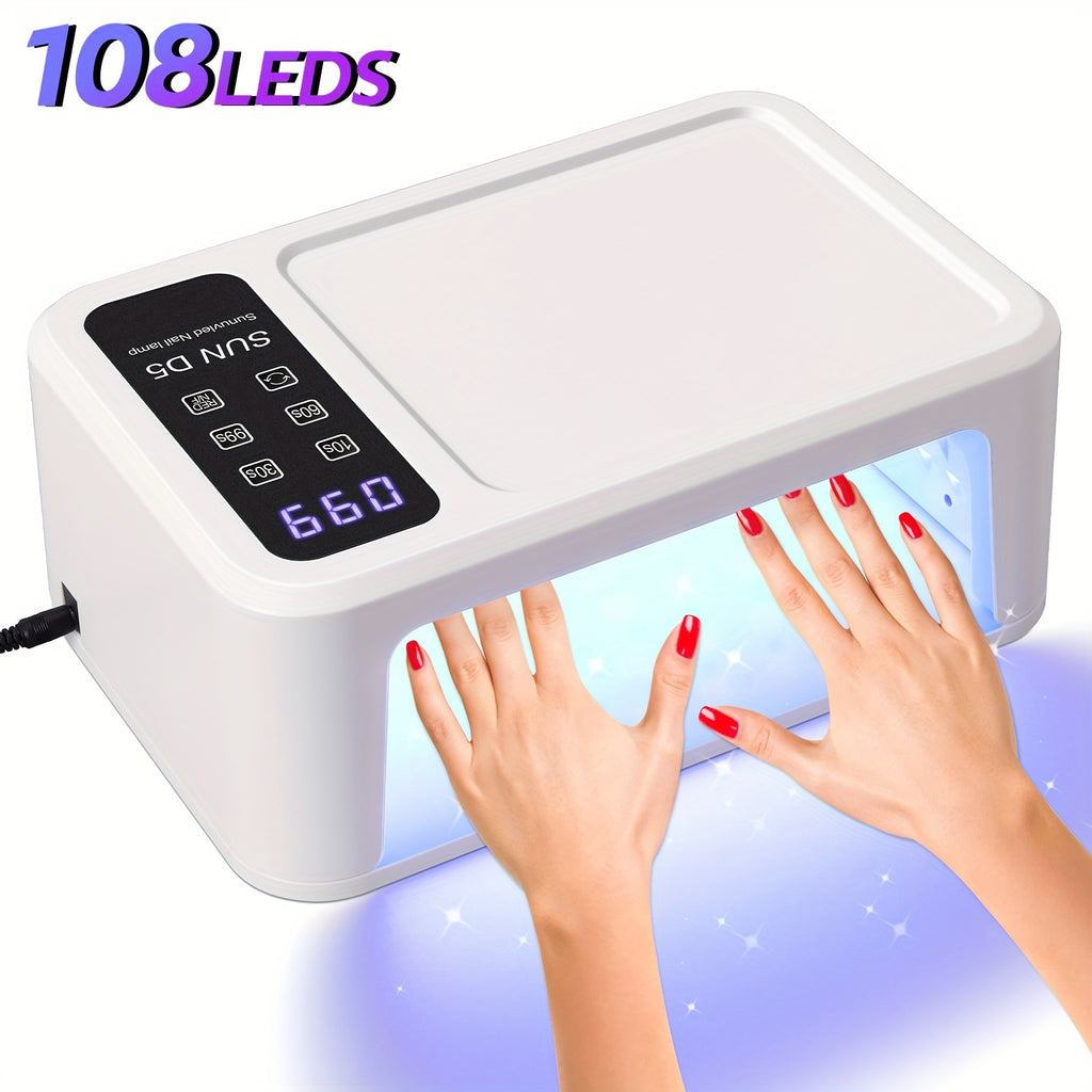LED Nail Lamp for Two Hands, Not Rechargeable Gel Lamp Professional Nail Light Dryer with Removable Plate 2in 1 Blue & Red Light 4 Timers Auto Sensor Fast for Home & Salon DIY Manicure