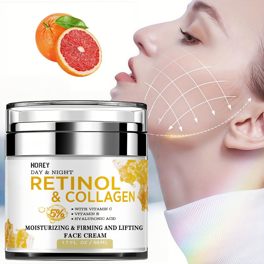 50g Retinol and Hyaluronic Acid Cream, Skincare Facial Moisturizer, Smoothes Fine Lines, Firms Skin Care for Neck, Instant Lift and Brightening, Day and Night Daily Moisturizer, Suitable for Dry, Rough Skin, Youthful Radiance