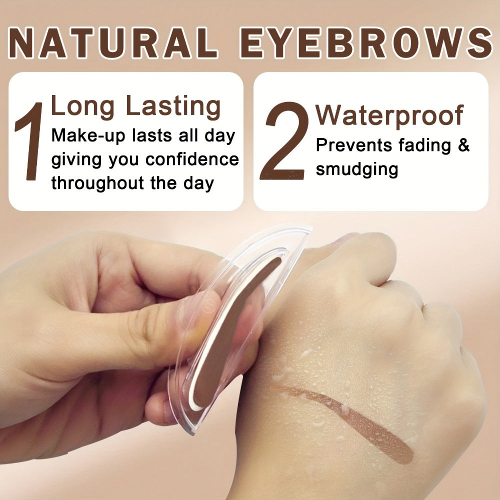 Eyebrow Stamp Powder Waterproof Natural Arched Brow Shaping Kit, Long-Lasting Eyebrow Makeup for Women, Works on Dry & Oily Skin — Grey, Light Brown, Dark Brown