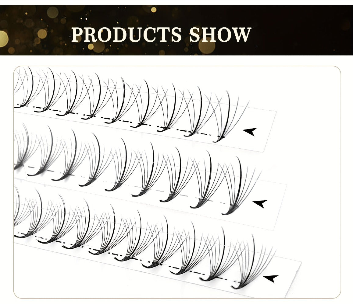 CoMango 120Fans Premade Wispy Fan Lashes - 5D/7D/9D Volume, Individual Sandwich Faux Mink Spike Stem, Fluffy Pointy Base, Natural Look, Options for Beginners, Beginner Eyelash Extensions, Fluffy Lash Extensions, Curlable Lashes Durable Adhesive