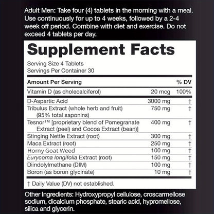 Natural Testosterone Booster for Men – Total-T Ultimate with D-Aspartic Acid, Horny Goat Weed, Tribulus, Maca & Stinging Nettle | Energy, Mood & Muscle Health Support | 1 or 3 Bottle Pack