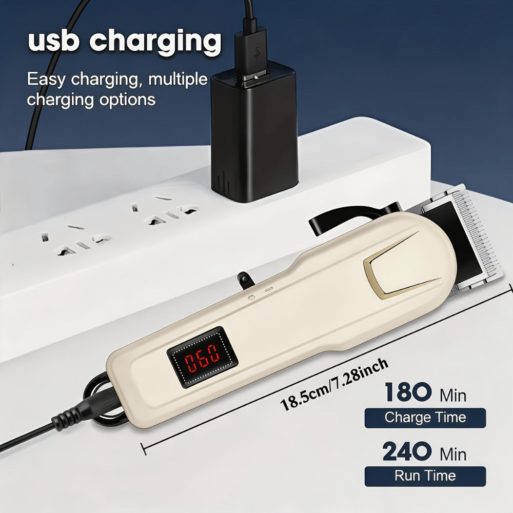 Golden Hair Clipper Professional Set, Men's Hairdresser Set, USB Charging, Large-capacity Battery Life, LCD Display Power, Business Travel Essential, Perfect Gift for Dad, Son, Brother and Friends