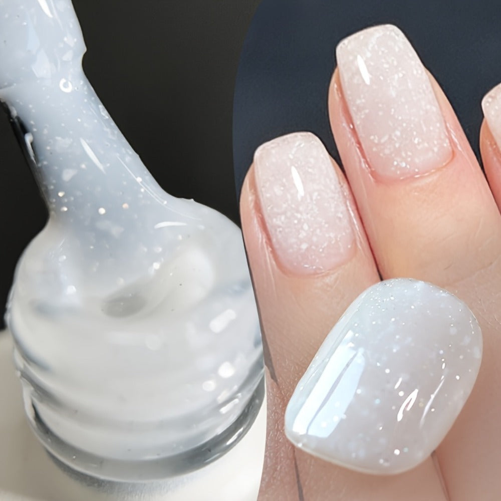 BORN PRETTY 0.34oz Snowflakes Pink Gel Nail Polish Jelly Color Sequins Soak Off Semi Permanent Gel Nails Art Gel Varnish DIY Christmas Nails