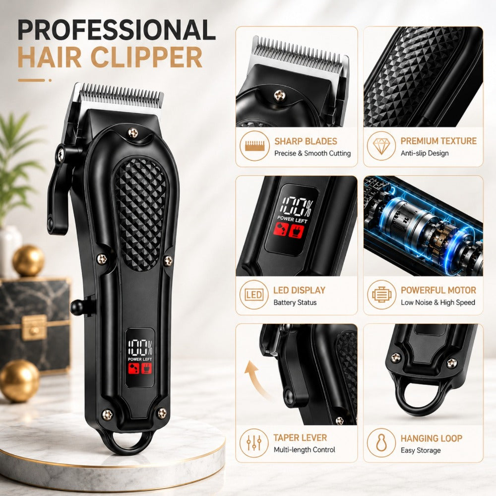 Rechargeable Electric Grooming Kit with LCD Display - Cordless Hair Clipper & Trimmer Set for Home, Travel & Car Use, Gift for Men, Husbands & Boyfriends