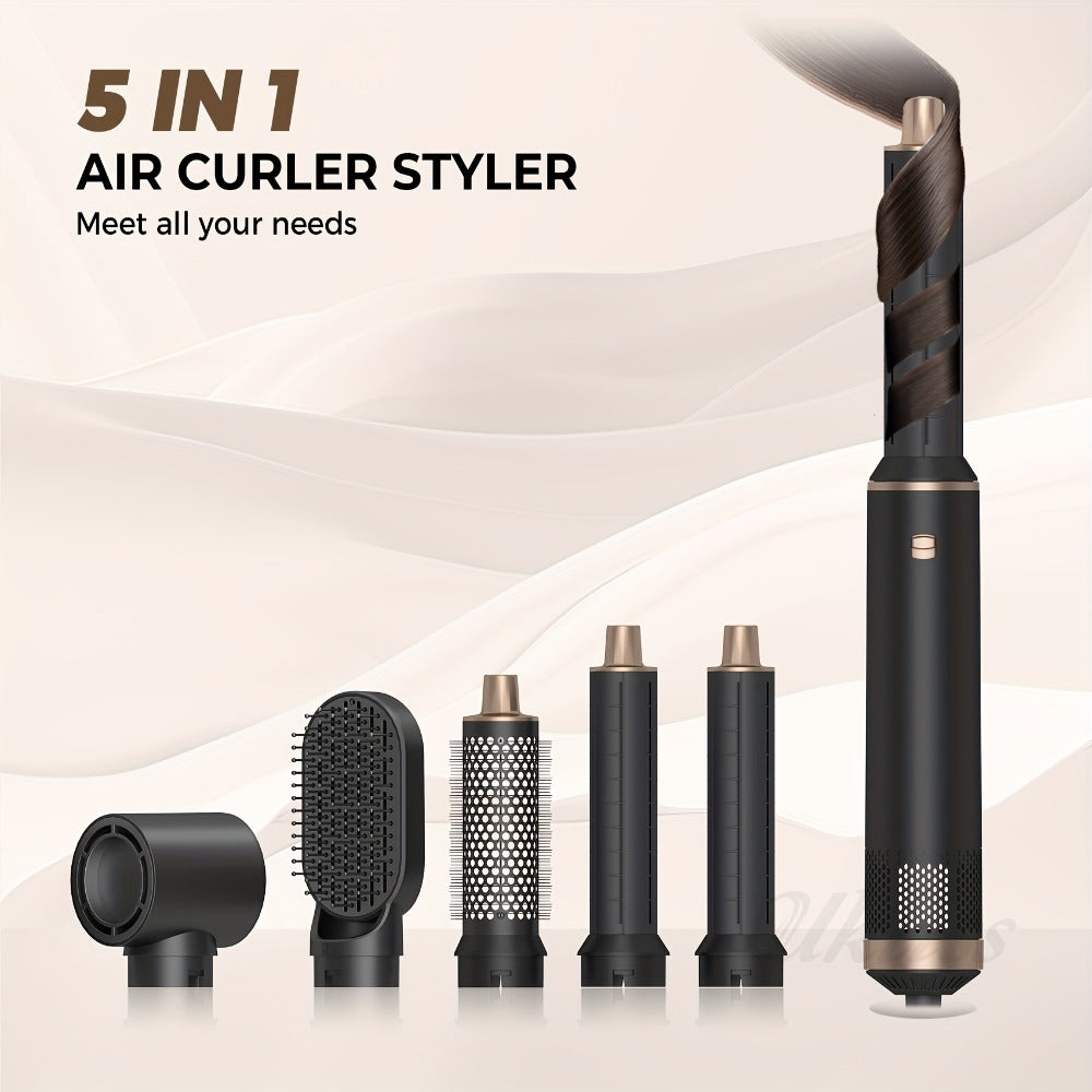 5-in-1 Hairstyler Round Brush Dryer Hair Dryer, Airstyler Curling Iron with Air, 3 Temperature Control, Hair Dryer Brush, Give Hair Volume, Straighten, Curl And Blow Dry Hair