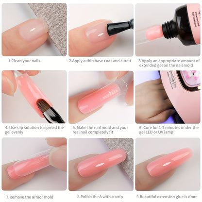 Poly Gel Nail Extension Kit 12pcs 3D Modeling Sculpting Gel – Semi-Permanent Resin Strengthener, Transparent Color Gel, Long-Lasting Acrylic Alternative for Beginner Salon DIY Nail Art Women
