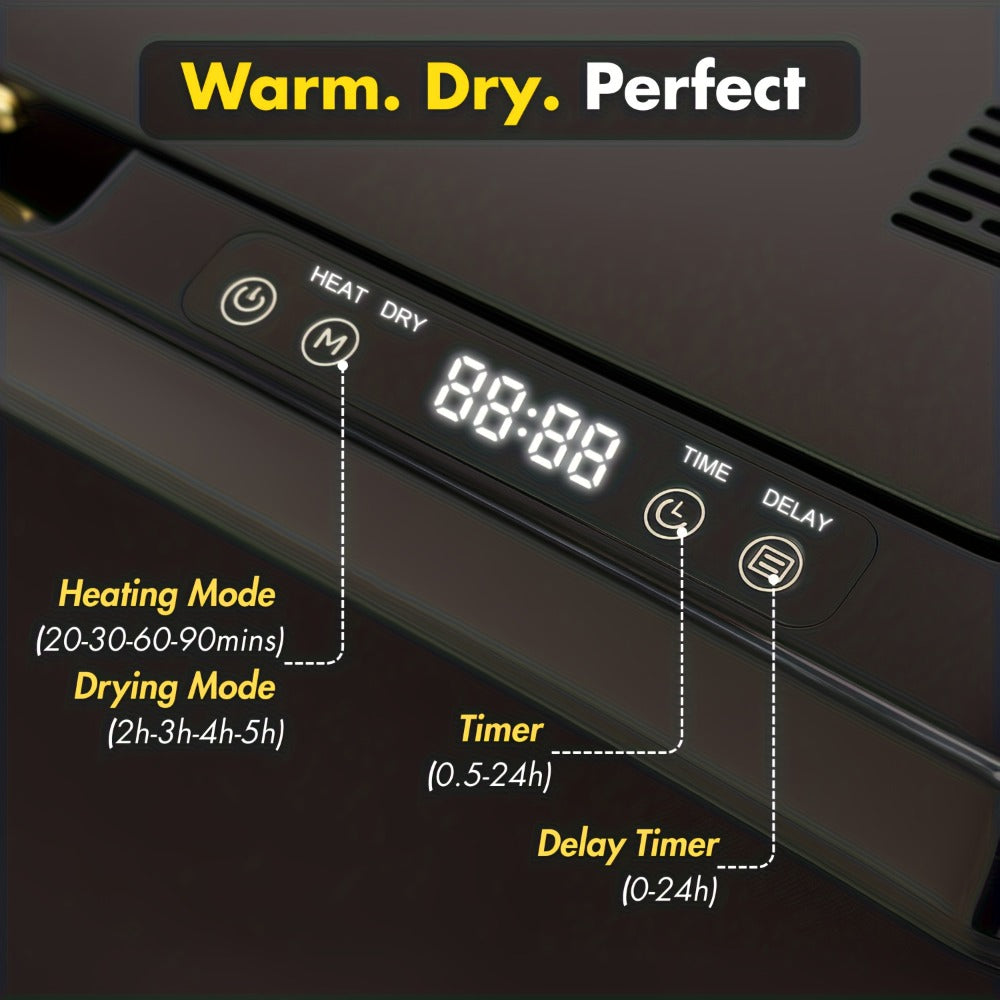 A Towel Warmer Suitable for Bathrooms, a Foldable Towel Bucket, Blanket Warmer, with a Large 35-liter Capacity for Fast. Features and Drying Modes, a Timer Function, and Comes with 6 Tablets. The Perfect Holiday Gift and a Must-have for Staying Warm!
