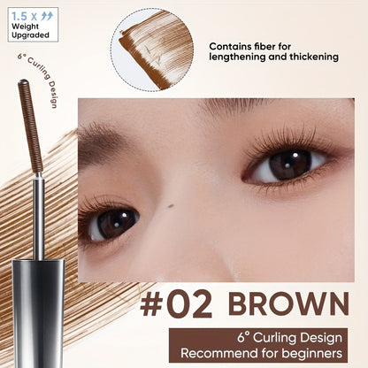 3D Curling Mascara — Volumizing, Waterproof & Smudge-Proof Eyelash Wand, Long-Lasting Nourishing Formula, Suitable for All Eye Types, Korean Makeup Style, Black & Brown, Curling & Precision Design