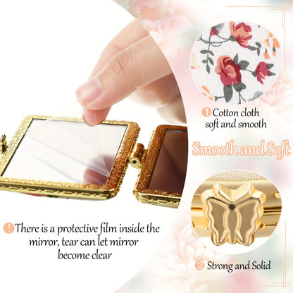 Compact Mirror Bulk 48 Pieces - Floral Pocket Mirror for Purse, Retro Folding Travel Mirror for Women & Girls, Flower Design Makeup Mirror Party Favor Gift Set, Vivid Style